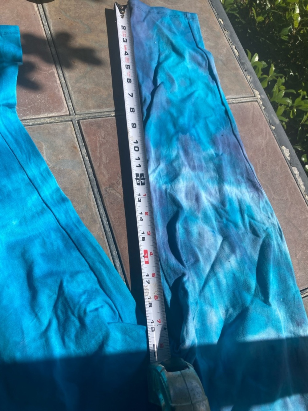 Hand Crafted Blue Tie-Dye Leggings with Gold Accent - Picture 5 of 7